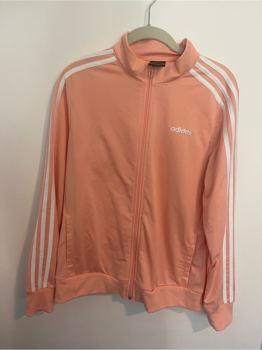 adidas Peach Zip-Up Track Jacket with Signature Three Stripes
